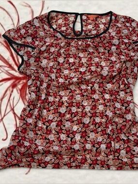 Red Modcloth Floral Blouse